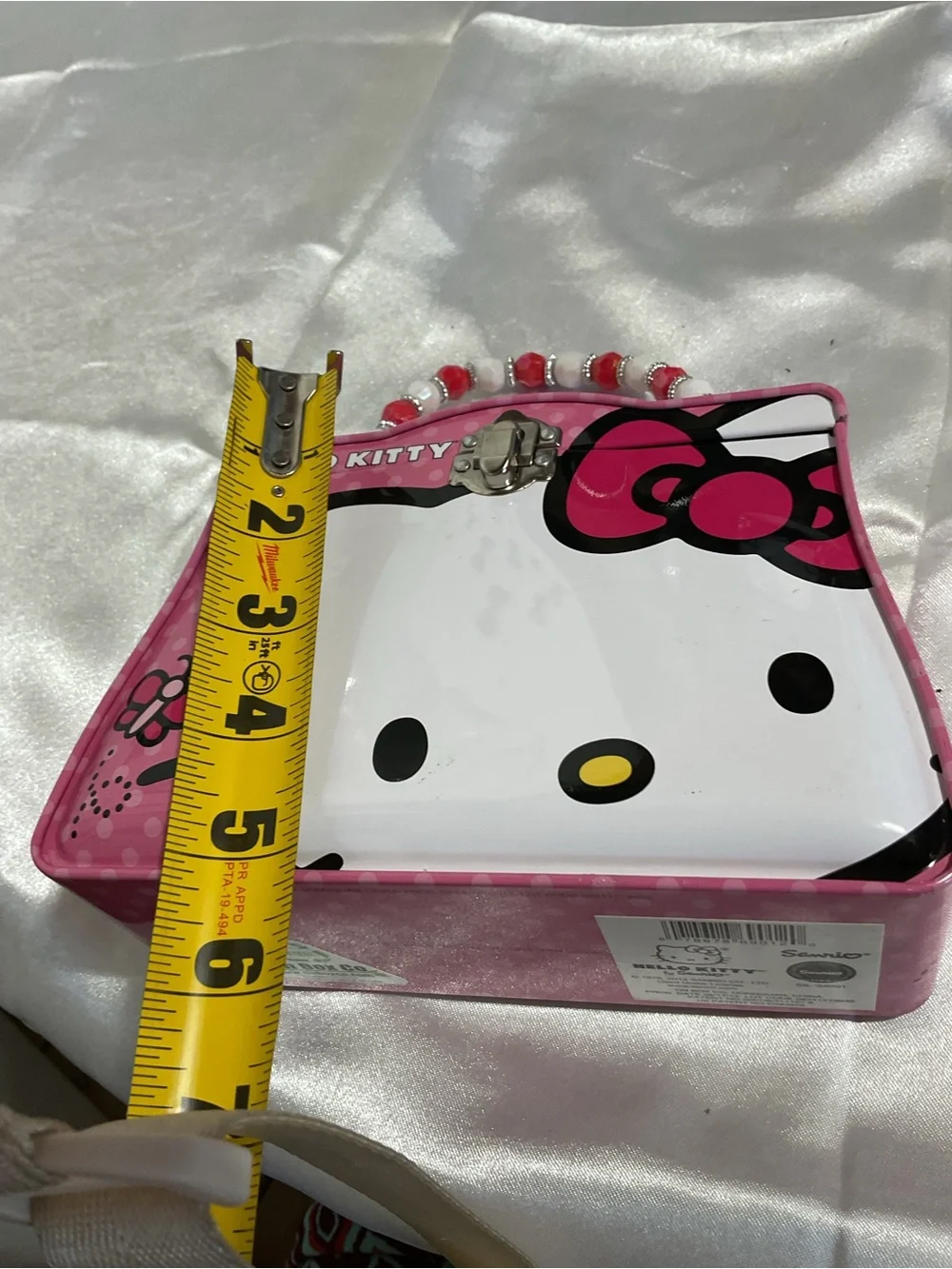 Hello Kitty Pink Tin Purse with Beaded Handle